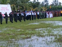 Bersama Masyarakat, Satgas TMMD Reg Ke-114 Laksanakan Upacara Peringatan HUT Ke-77 Republik Indonesia