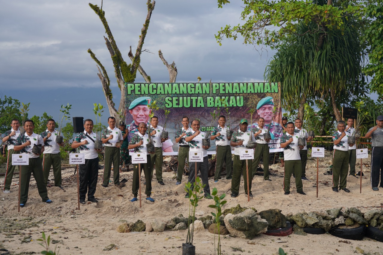 Kodam Kasuari Tanami Pohon Bakau: Selamatkan Pulau Raimuti dari Abrasi