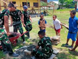 Bentuk Kepedulian, Satgas Pamtas Yonif Raider 142/KJ Bantu Pihak Sekolah