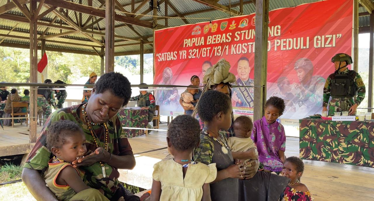 Cegah Stunting, Satgas Yonif Raider 321 Kostrad Selenggarakan Kegiatan Papua Bebas Stunting