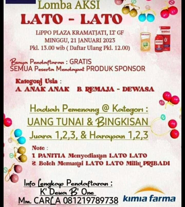 Akan Segera Digelar, Lomba Aksi Lato Lato di Lippo Plaza Kramatjati