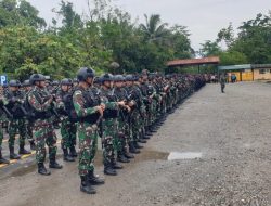 Dandim 1710/Mimika Pimpin Apel Gabungan Gelar Pasukan Sambut Kunjungan Kerja Panglima TNI dan Kapolri