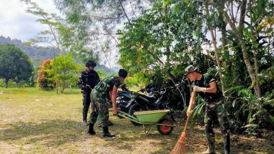 Kini Gereja Bersih Dan Asri Dengan Karya Bakti Satgas Yonif R 142/KJ Bersama Jemaat